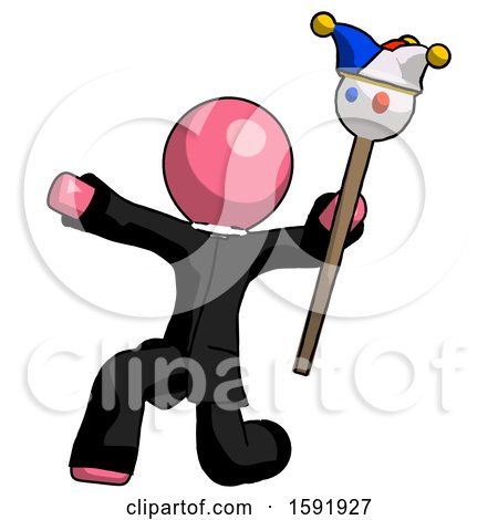 Pink Clergy Man Holding Jester Staff Posing Charismatically by Leo Blanchette