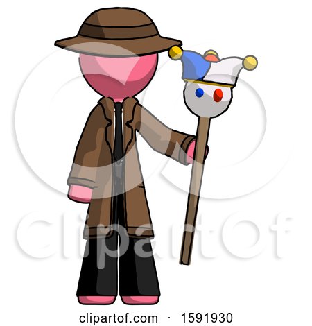 Pink Detective Man Holding Jester Staff by Leo Blanchette
