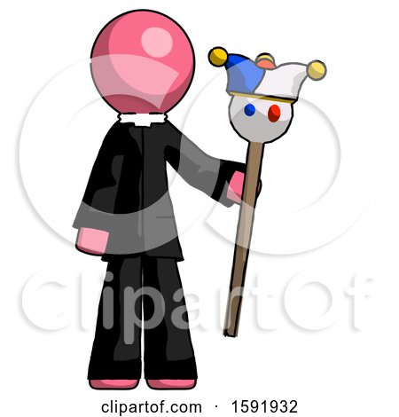 Pink Clergy Man Holding Jester Staff by Leo Blanchette
