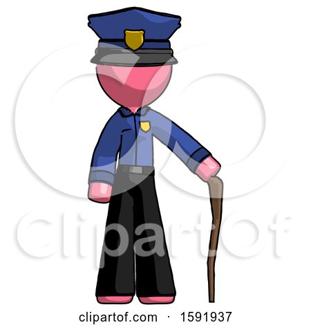 Pink Police Man Standing with Hiking Stick by Leo Blanchette