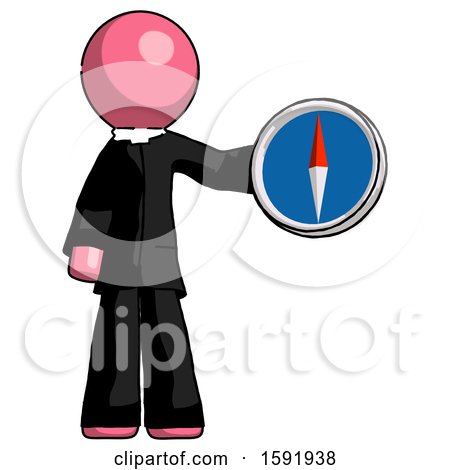 Pink Clergy Man Holding a Large Compass by Leo Blanchette
