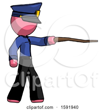 Pink Police Man Pointing with Hiking Stick by Leo Blanchette