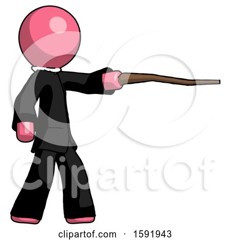Pink Clergy Man Pointing with Hiking Stick by Leo Blanchette