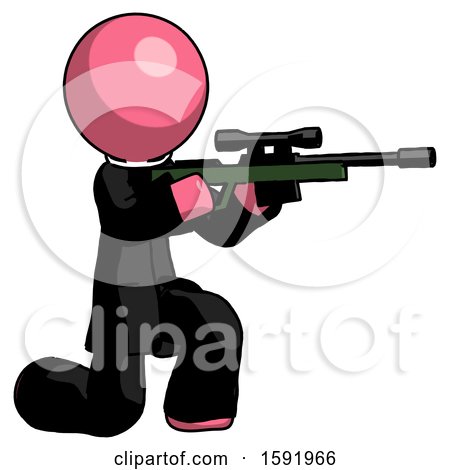 Pink Clergy Man Kneeling Shooting Sniper Rifle by Leo Blanchette