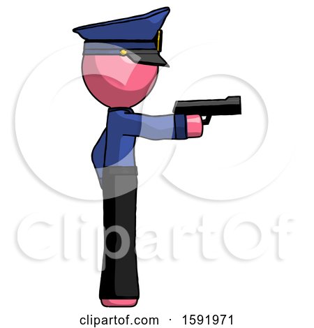 Pink Police Man Firing a Handgun by Leo Blanchette