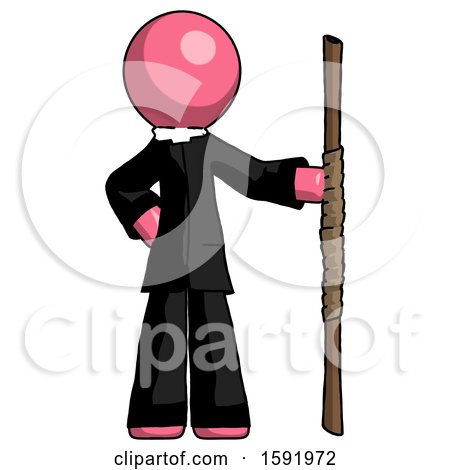Pink Clergy Man Holding Staff or Bo Staff by Leo Blanchette