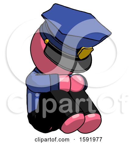 Pink Police Man Sitting with Head down Facing Angle Right by Leo Blanchette