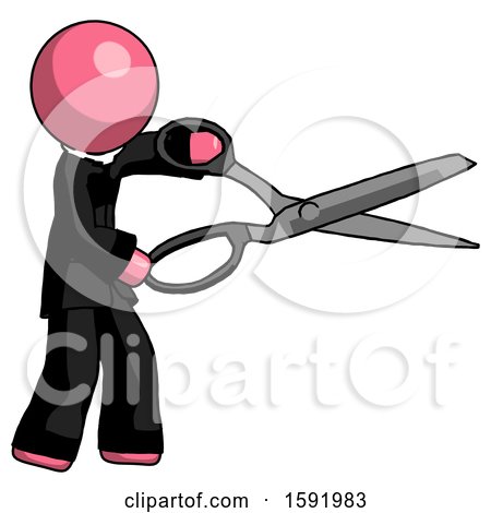 Pink Clergy Man Holding Giant Scissors Cutting out Something by Leo Blanchette