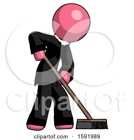 Pink Clergy Man Cleaning Services Janitor Sweeping Side View by Leo Blanchette
