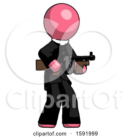 Pink Clergy Man Tommy Gun Gangster Shooting Pose by Leo Blanchette