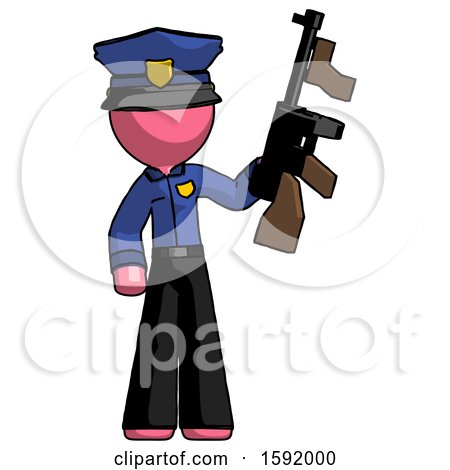 Pink Police Man Holding Tommygun by Leo Blanchette