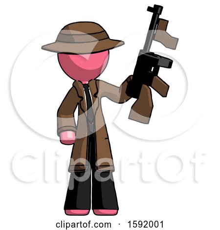 Pink Detective Man Holding Tommygun by Leo Blanchette