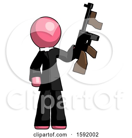 Pink Clergy Man Holding Tommygun by Leo Blanchette