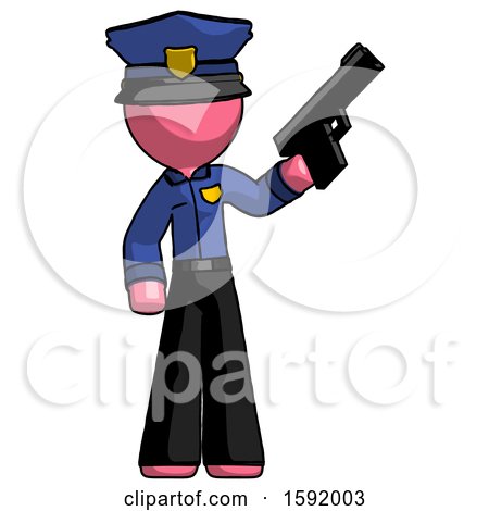 Pink Police Man Holding Handgun by Leo Blanchette