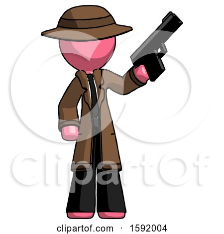 Pink Detective Man Holding Handgun by Leo Blanchette