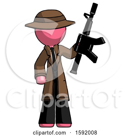 Pink Detective Man Holding Automatic Gun by Leo Blanchette