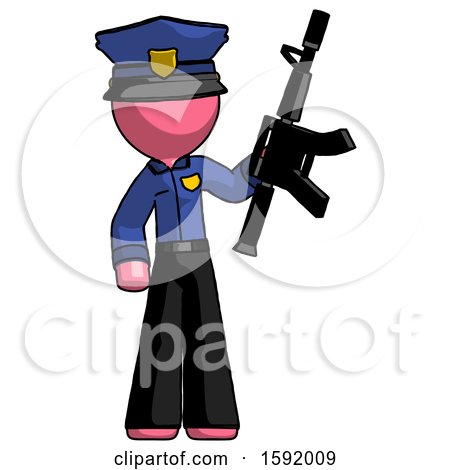 Pink Police Man Holding Automatic Gun by Leo Blanchette