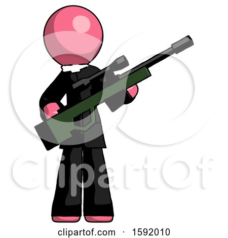 Pink Clergy Man Holding Sniper Rifle Gun by Leo Blanchette