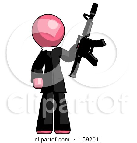 Pink Clergy Man Holding Automatic Gun by Leo Blanchette