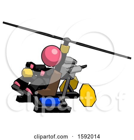 Pink Clergy Man Flying in Gyrocopter Front Side Angle Top View by Leo Blanchette