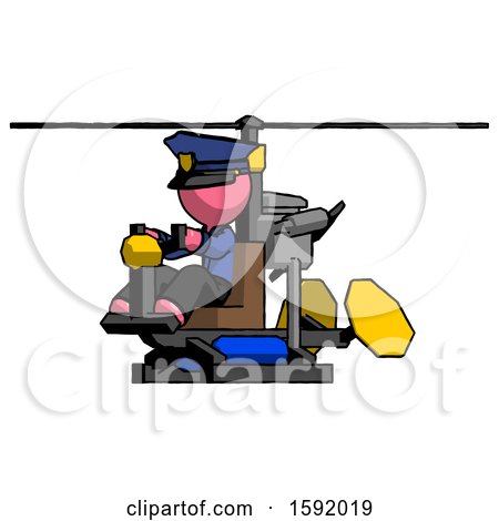 Pink Police Man Flying in Gyrocopter Front Side Angle View by Leo Blanchette