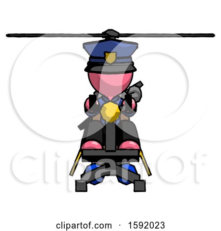Pink Police Man Flying in Gyrocopter Front View by Leo Blanchette
