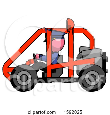 Pink Police Man Riding Sports Buggy Side View by Leo Blanchette