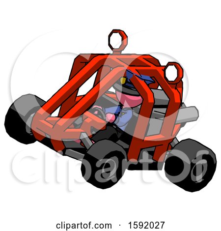 Pink Police Man Riding Sports Buggy Side Top Angle View by Leo Blanchette