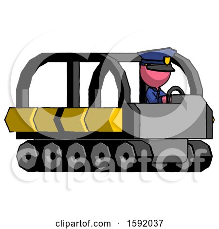 Pink Police Man Driving Amphibious Tracked Vehicle Side Angle View by Leo Blanchette