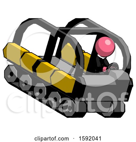 Pink Clergy Man Driving Amphibious Tracked Vehicle Top Angle View by Leo Blanchette