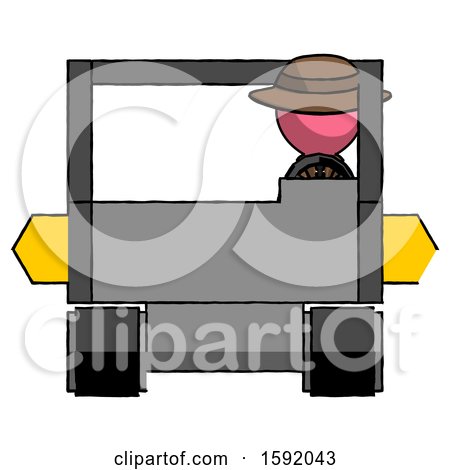 Pink Detective Man Driving Amphibious Tracked Vehicle Front View by Leo Blanchette