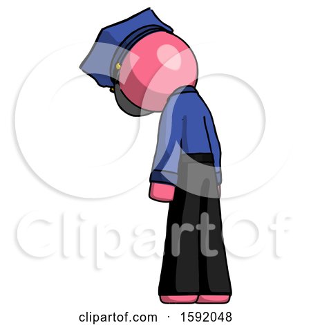 Pink Police Man Depressed with Head Down, Back to Viewer, Left by Leo Blanchette