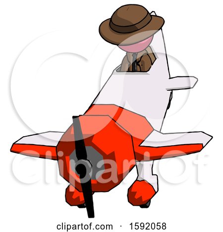 Pink Detective Man in Geebee Stunt Plane Descending Front Angle View by Leo Blanchette