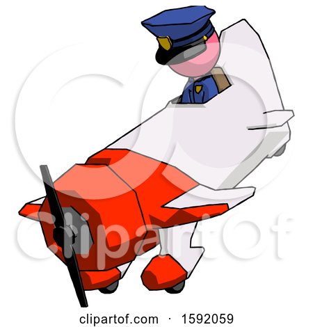 Pink Police Man in Geebee Stunt Plane Descending View by Leo Blanchette