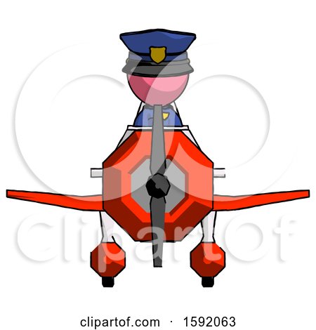 Pink Police Man in Geebee Stunt Plane Front View by Leo Blanchette