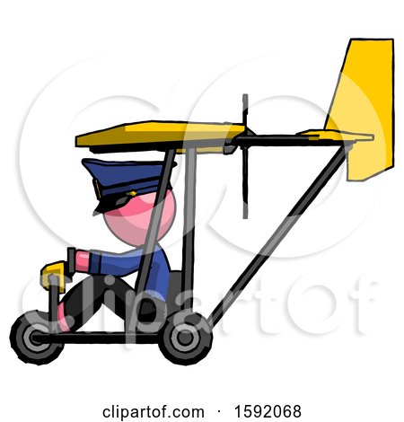Pink Police Man in Ultralight Aircraft Side View by Leo Blanchette