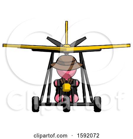Pink Detective Man in Ultralight Aircraft Front View by Leo Blanchette