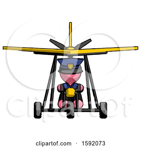 Pink Police Man in Ultralight Aircraft Front View by Leo Blanchette