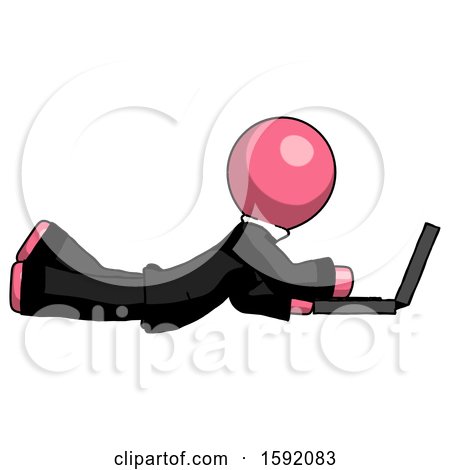Pink Clergy Man Using Laptop Computer While Lying on Floor Side View by Leo Blanchette