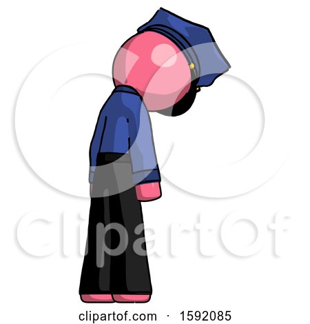 Pink Police Man Depressed with Head Down, Back to Viewer, Right by Leo Blanchette