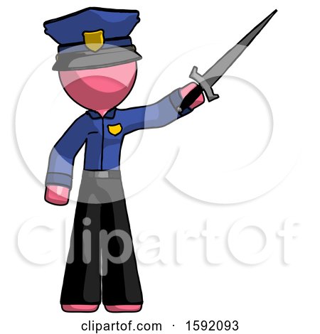 Pink Police Man Holding Sword in the Air Victoriously by Leo Blanchette