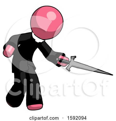 Pink Clergy Man Sword Pose Stabbing or Jabbing by Leo Blanchette