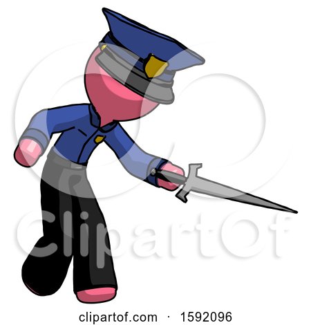 Pink Police Man Sword Pose Stabbing or Jabbing by Leo Blanchette