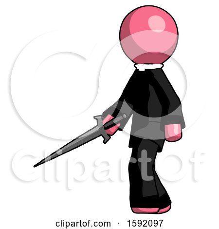 Pink Clergy Man with Sword Walking Confidently by Leo Blanchette