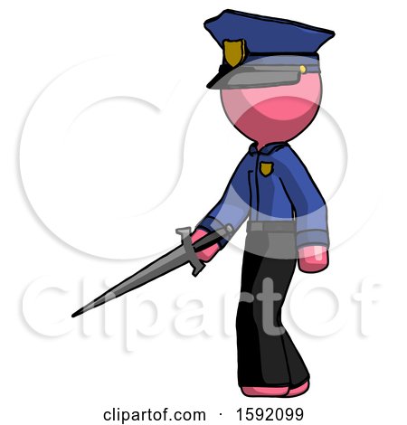 Pink Police Man with Sword Walking Confidently by Leo Blanchette
