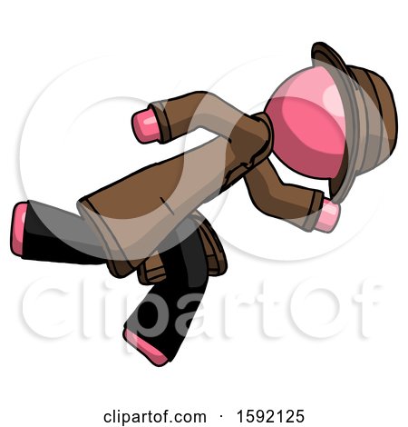 Pink Detective Man Running While Falling down by Leo Blanchette