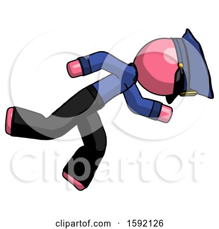 Pink Police Man Running While Falling down by Leo Blanchette