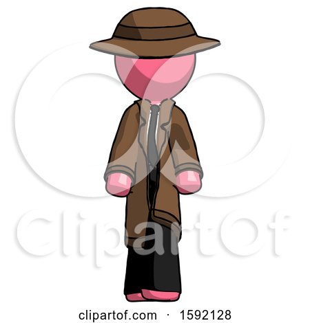 Pink Detective Man Walking Front View by Leo Blanchette