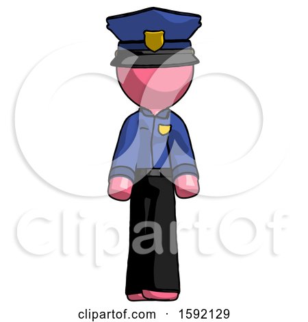 Pink Police Man Walking Front View by Leo Blanchette