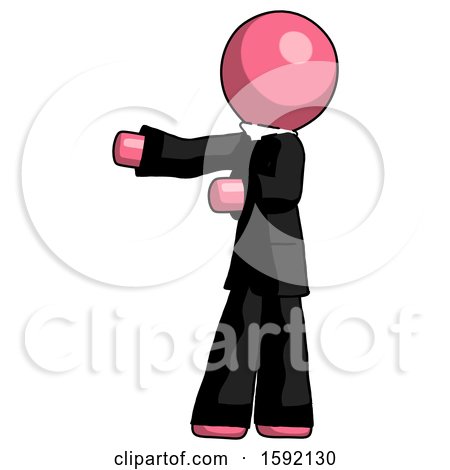 Pink Clergy Man Presenting Something to His Right by Leo Blanchette